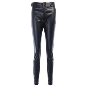 Fashion casual belt tight faux leather pants