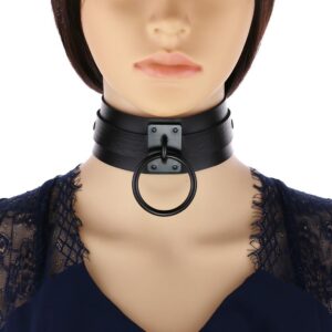 PU Leather Black Ring Sling Collar