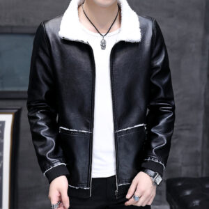 Fleece Slim Motorcycle Leather Jacket