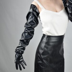 Patent Leather Super Long Gloves 90cm Large Sleeves Loose Oversleeves Bright Black Men’s And Women’s Same Cos