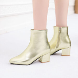 Autumn And Winter High Heel Chunky Heel Women’s Leather Ankle Boots