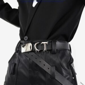 Pioneer Three-dimensional Metal Belt Irregular Stitching Design Trendy Belt Men And Women