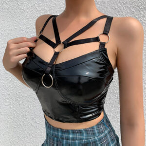 Women’s Hollow Cross Leather Suspender Top