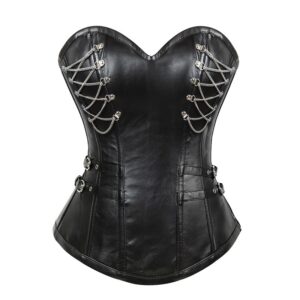 Gothic Zipper Leather Steel Court Corset