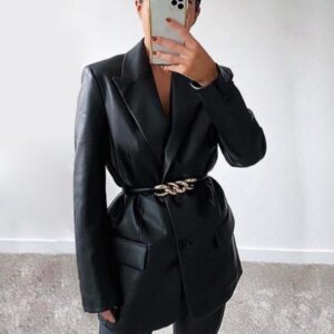 Winter Suit Collar Fashion Casual Leather Jacket