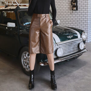 Five-point Leather Pants Women Fashion Pants Korean Version