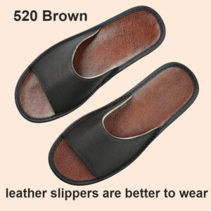 Widened Plus Size Leather Slippers