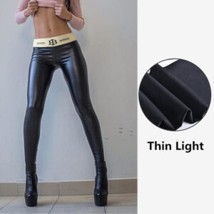 Letter Belt PU Leather Pants Large Size