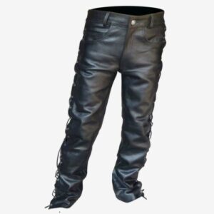 Solid Color PU Strap Casual Leather Pants