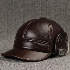 Cow Leather Hat Men Thick And Warm Middle-aged And Elderly People