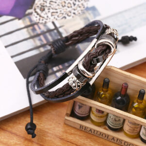 Beaded Cowhide Bracelet Leather Jewelry