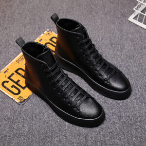 Men’s Sports Solid Color Leather Sneakers