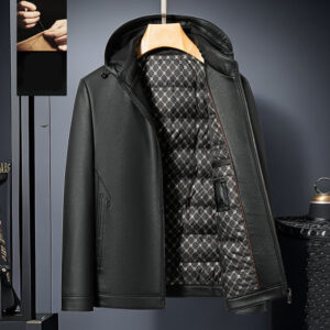 Fashion Personality Leather Down Jacket Men