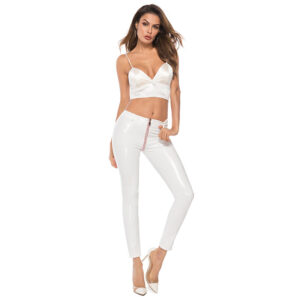 High Waist Zipper Slimming High Stretch Patent Leather Pants Skinny Pants