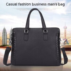 Men’s Briefcase Genuine Leather 14-inch Laptop Bag Horizontal Cowhide Business Office Bag