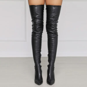 New Sexy Pu Pointed Side Zipper High Stiletto Heel Ladies Plus Size Over-the-knee Boots