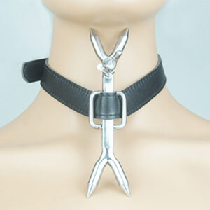 Men’s And Women’s Leather Pure Stainless Steel Bondage Collar Toy Adult