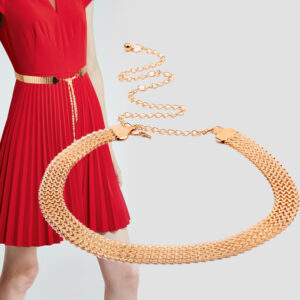 Metallic Wavy Braided Belt For Women Wide