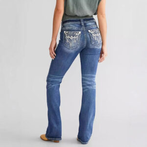 Women’s Embroidery Denim Bootcut Trousers Fashion