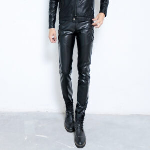 Thickened Leather Pants For Men Slim Pants With Small Feet