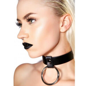 Trendy Girls Circle Ring Leather Collar