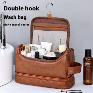 Leather Cosmetics Storage Bag Travel Toiletry Bag Portable Men’s Business Simplicity Portable With Hook