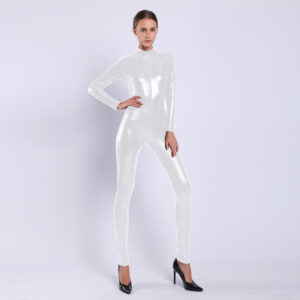 Women’s Rubberized Faux Leather Shiny Bodysuit