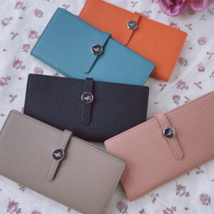 Genuine Leather Women Wallets Luxury Long Hasp Lychee Pattern Coin Purses