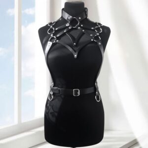 Women’s Artificial Leather Body Belly Band Shoulder Wearing Ring Horse Harness For Dancing Toys With Fetish