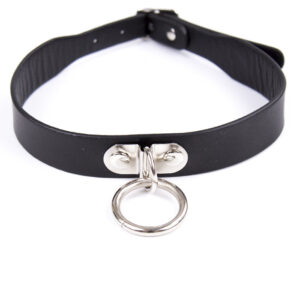 Bondage Men’s Leather Collar Neck Chain Bell Torture Leather Necklace