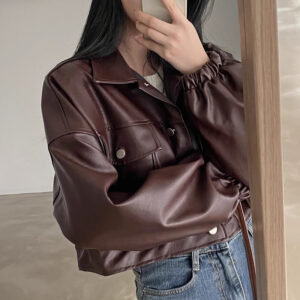 Versatile Short Jacket PU Leather Women