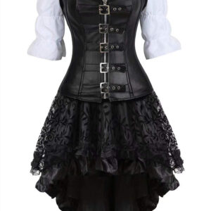 Gothic Leather Vintage Zip Amount Corset Set Of Three