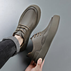 Men’s Leather Flat Bottom Casual Sneakers