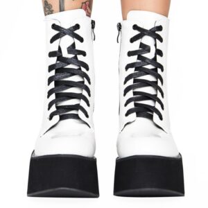 New Fashion Women’s Patent Leather Lace-up Platform Ankle Boots