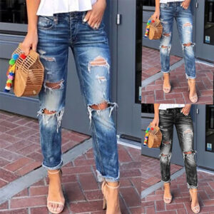 Women’s Jeans Ripped Washed Slimming