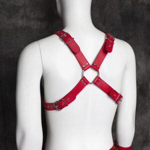 Men’s Leather Bondage Red Chest Strap