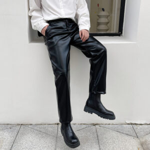 Men’s Fashion Style Leather Casual Pants