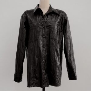 Korean Version Of The New Fashion Solid Color Leather Long-sleeved Shirt