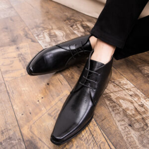 British Men High-top Leather Shoes Pointed Toe