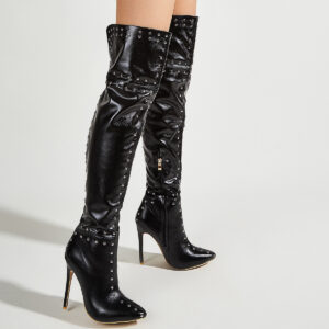 Sexy Stiletto Heel Pointed Rivets Over The Knee Boots