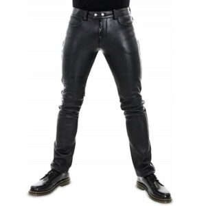 2022wish Amazon European And American Solid Color PU Elastic Leisure Men Leather Pants