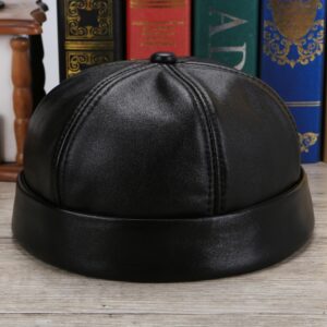 Dome Adjustable Landlord Hat Middle Aged And Elderly Men’s Leather Hat