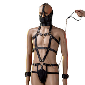 PU Leather Black Bound Leather Collar Training Toy Set