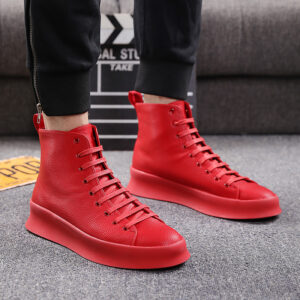 Men’s Sports Solid Color Leather Sneakers