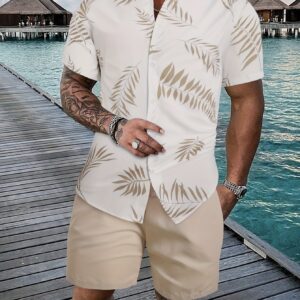 Coconut Tree 3d Printed Short Sleeve Shorts Suit