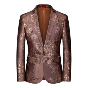 Men’s Floral Suit Casual Small Suit Gilding Printed Coat Men