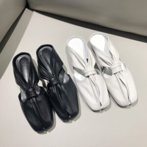 Offwhite Sheep Leather Toe Sandals And Slippers