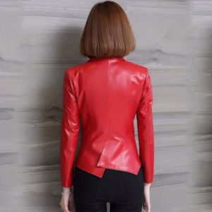 Women’s Short Motorcycle Sheep Leather Jacket