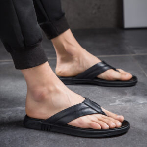 Men’s Summer Flip-flops Leather Flip-flops Beach Slippers