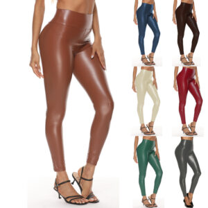 New Multicolor Leather Pants For Women With High Waist And Hips